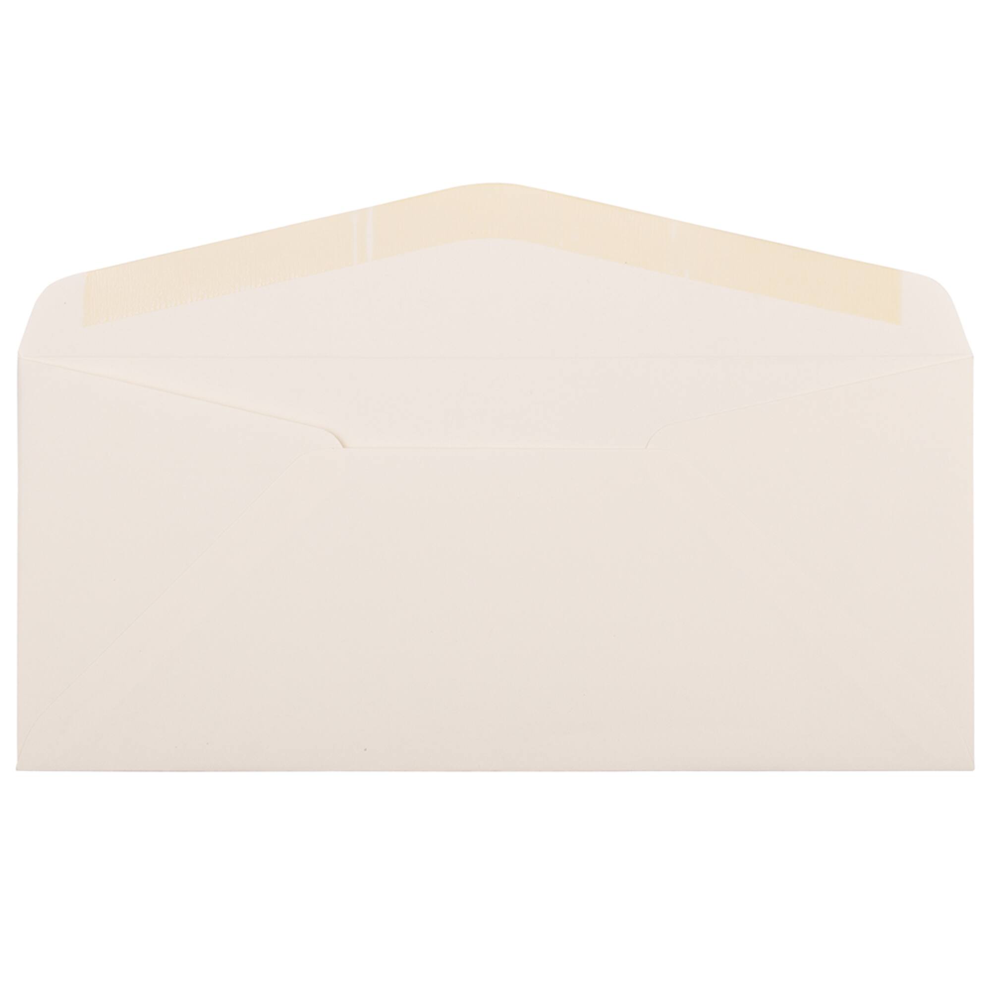 JAM Paper 4.12" x 9.5" Natural White Linen Strathmore Business Envelopes, 50ct.